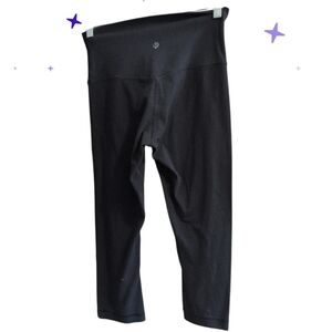 Lululemon Women’s Cropped Leggings Black Wide Waistband Size 6 Stretch Yoga Pant